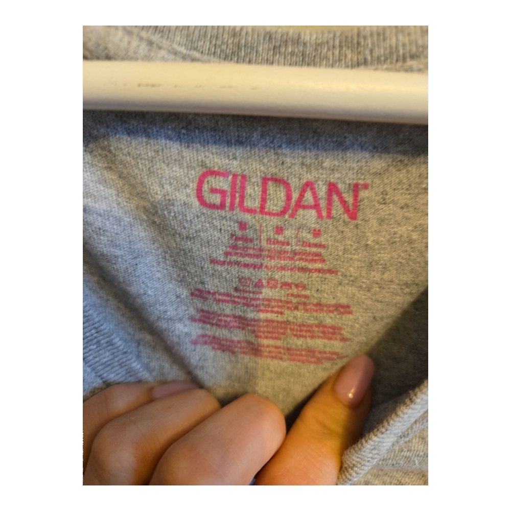 GILDAN Gray V-Neck Graphic Tee - Picture 5 of 5